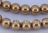 CGL65 5PCS 16 inches 10mm round dyed glass pearl beads wholesale