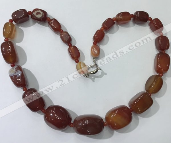 CGN125 22 inches 10*14mm - 20*30mm nuggets red agate necklaces