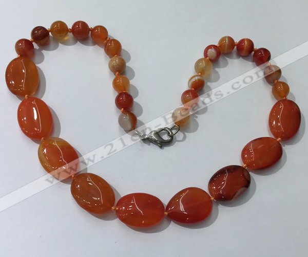 CGN254 20.5 inches 8mm round & 18*25mm oval agate necklaces