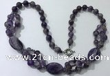 CGN291 24.5 inches chinese crystal & amethyst beaded necklaces