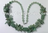CGN312 27.5 inches chinese crystal & green aventurine beaded necklaces
