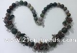 CGN357 19.5 inches chinese crystal & Indian agate beaded necklaces