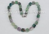 CGN38 18.5 inches 10*10mm cube fluorite gemstone necklace jewelry