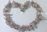 CGN400 19.5 inches chinese crystal & rose quartz chips beaded necklaces