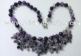 CGN478 21.5 inches chinese crystal & striped agate beaded necklaces