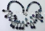 CGN498 21 inches chinese crystal & striped agate beaded necklaces