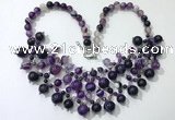 CGN569 19.5 inches stylish 4mm - 12mm striped agate beaded necklaces