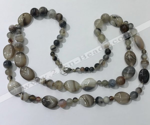 CGN580 23.5 inches striped agate gemstone beaded necklaces