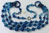 CGN640 24 inches chinese crystal & striped agate beaded necklaces