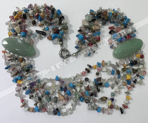 CGN770 20 inches stylish 6 rows mix gemstone chips necklaces