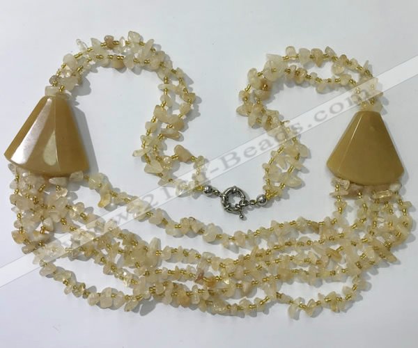 CGN780 23.5 inches stylish citrine gemstone chips necklaces