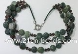 CGN807 23.5 inches 3 rows chinese crystal & Indian agate necklaces