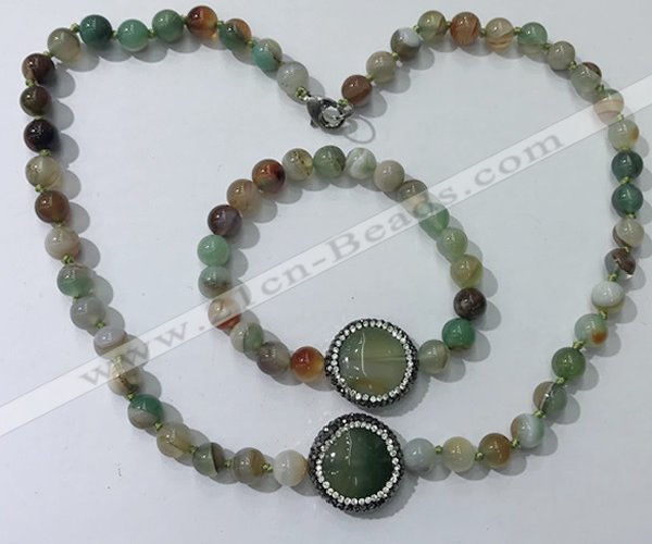 CGN876 19.5 inches 8mm round striped agate jewelry sets