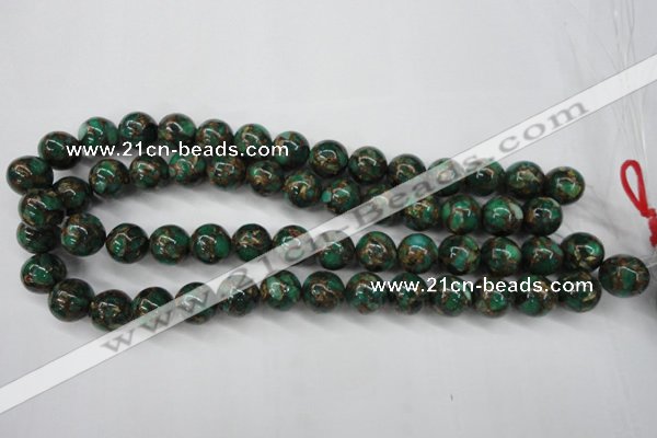 CGO108 15.5 inches 20mm round gold green color stone beads