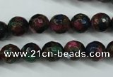 CGO14 15.5 inches 10mm faceted round gold multi-color stone beads