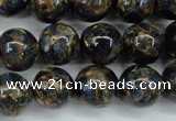 CGO167 15.5 inches 18mm round gold blue color stone beads