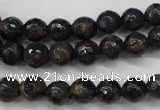 CGO173 15.5 inches 10mm faceted round gold blue color stone beads