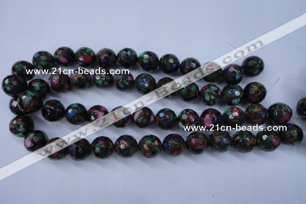 CGO18 15.5 inches 18mm faceted round gold multi-color stone beads