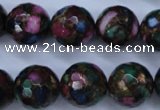 CGO19 15.5 inches 20mm faceted round gold multi-color stone beads
