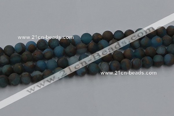 CGO259 15.5 inches 12mm round matte gold multi-color stone beads