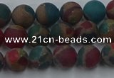 CGO266 15.5 inches 6mm round matte gold multi-color stone beads