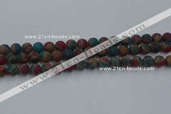 CGO268 15.5 inches 10mm round matte gold multi-color stone beads