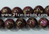 CGO55 15.5 inches 12mm round gold red color stone beads