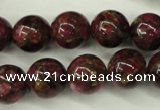 CGO56 15.5 inches 14mm round gold red color stone beads
