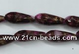 CGO84 15.5 inches 12*40mm faceted teardrop gold red color stone beads