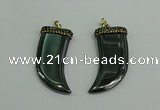 CGP166 22*55mm horn hematite gemstone pendants wholesale
