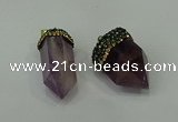 CGP212 15*30mm - 20*35mm bullet amethyst gemstone pendants