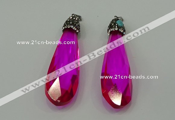 CGP235 20*80mm faceted teardrop crystal glass pendants wholesale