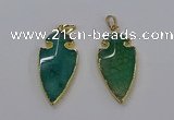 CGP3006 22*45mm arrowhead agate gemstone pendants wholesale