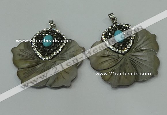 CGP301 40*42mm flower pearl shell pendants wholesale