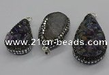 CGP3100 25*40mm - 30*65mm freeform plated druzy amethyst pendants