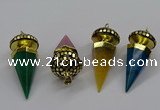 CGP3156 22*50mm faceted cone agate gemstone pendants wholesale