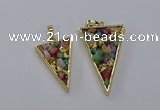 CGP3262 25*40mm - 30*50mm triangle druzy agate pendants wholesale