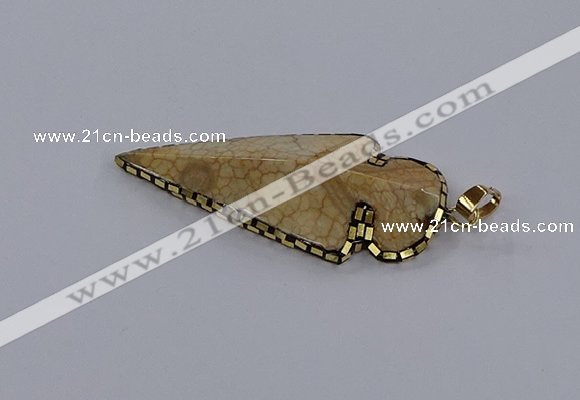 CGP3287 25*55mm - 28*55mm arrowhead agate pendants wholesale