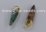 CGP3330 13*50mm - 15*60mm faceted bullet ocean agate pendants