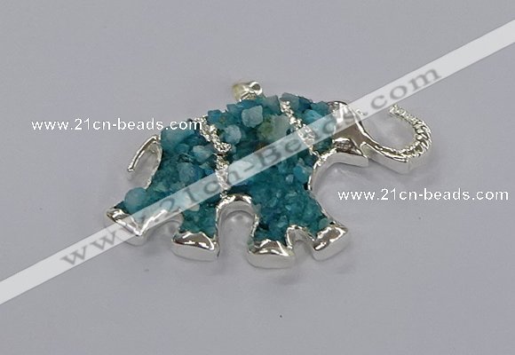 CGP3349 35*60mm elephant druzy agate pendants wholesale