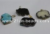 CGP3395 30*35mm - 30*40mm elephant plated druzy agate pendants