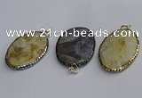 CGP3414 35*50mm faceted oval agate pendants wholesale