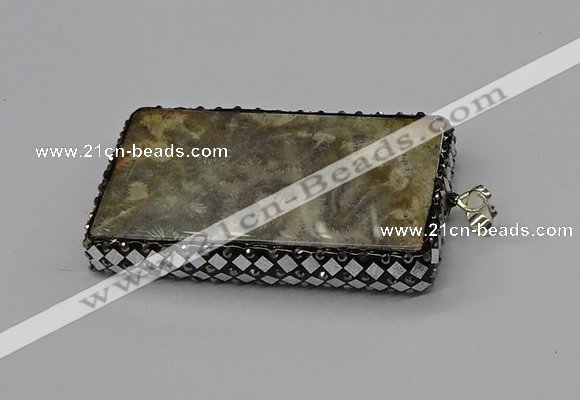 CGP3420 35*60mm - 40*50mm rectangle fossil coral pendants