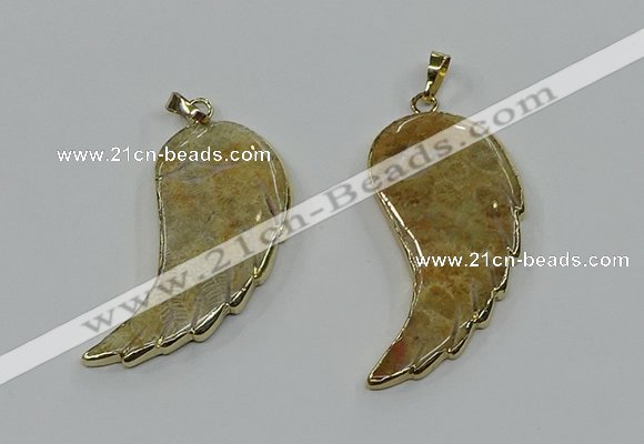 CGP3492 22*45mm - 25*50mm wing-shaped fossil coral pendants
