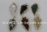 CGP3508 20*30mm - 22*40mm arrowhead mixed gemstone pendants