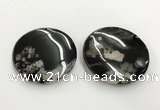 CGP3523 52mm - 58mm flat round sakura agate slab pendants