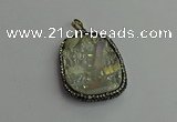 CGP375 30*40mm - 35*45mm freeform plated white crystal pendants