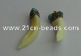 CGP387 10*55mm - 15*60mm horn wolf tooth & turquoise pendants
