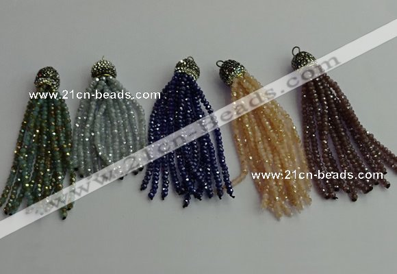 CGP430 2*3mm faceted rondelle handmade chinese crystal tassel pendants
