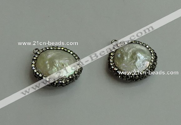 CGP545 16mm - 18mm flat round pearl pendants wholesale